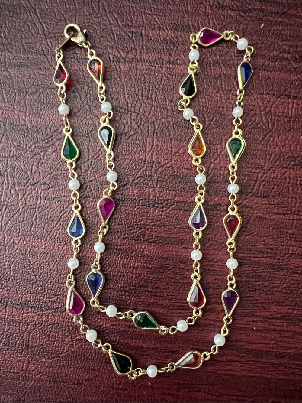 Multicolor Teardrop Station Necklace